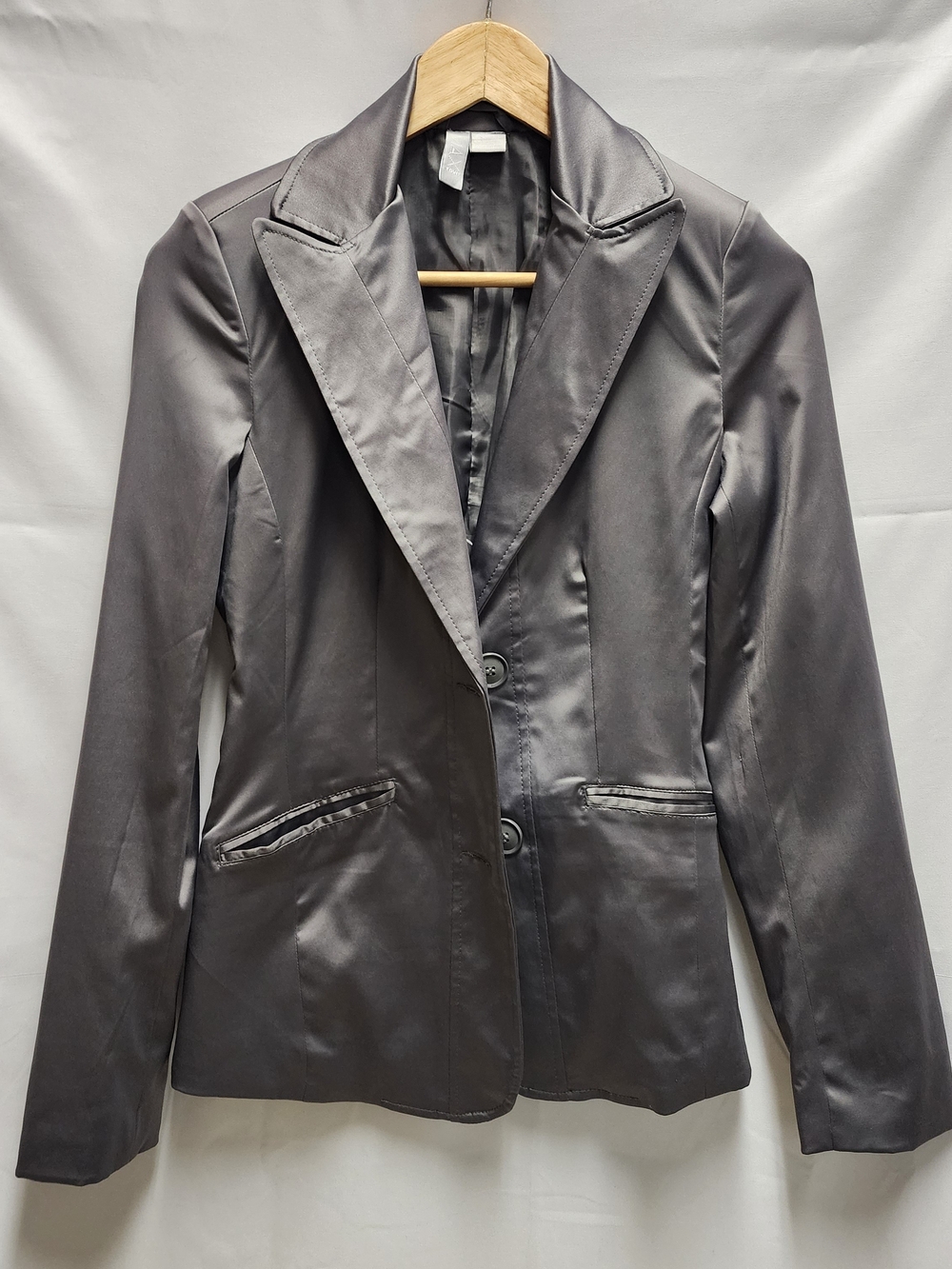 Max Rave Satin-Look Gray Tailored Blazer